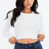 Round Neck Ribbed Crop Knit Top