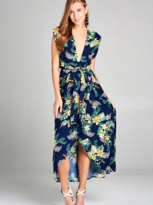 Modern Tropical Dress With Tie Wrap