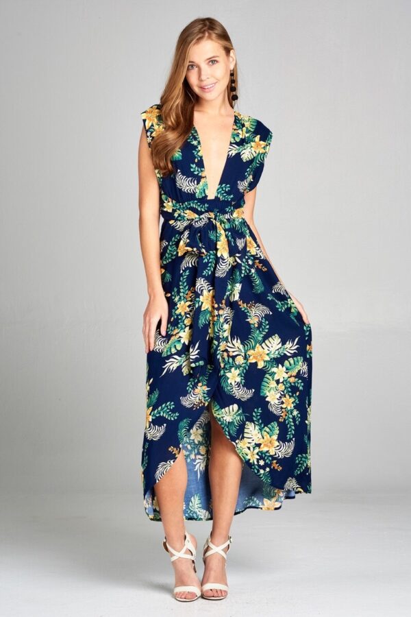 Modern Tropical Dress With Tie Wrap