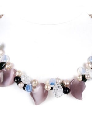 Heart Amethyst Stone and Freshwater Pearls Necklace