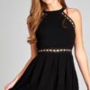 Front of black colour Crochet Trim Romper Dress