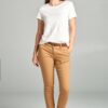 skinny fit Cotton Twill Long Pants with Belt