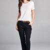 Cotton Twill Long Pants with Belt black