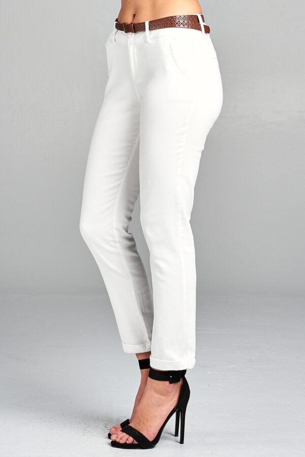 Cotton Twill Long Pants with Belt with colour