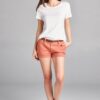 Peach colour Cotton Shorts With Belt