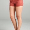 Peach Cotton Shorts With Belt side view