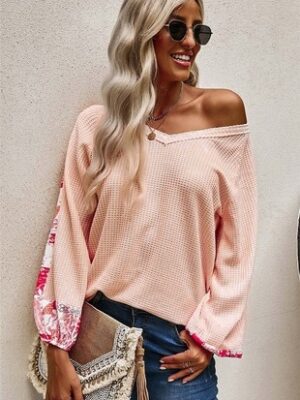 Loose Fit Top with Floral Sleeves