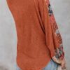 Small back view of Loose Fit Top with Floral Sleeves, brown