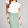 High Waist Ponte Midi Pencil Skirt