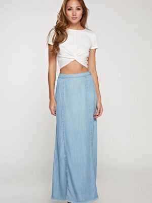 The Long Light Blue Denim Skirt