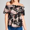 Off the Shoulder Short Sleeve Floral Top