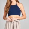 Blue colour Crinkle Gauze Woven Halter Top