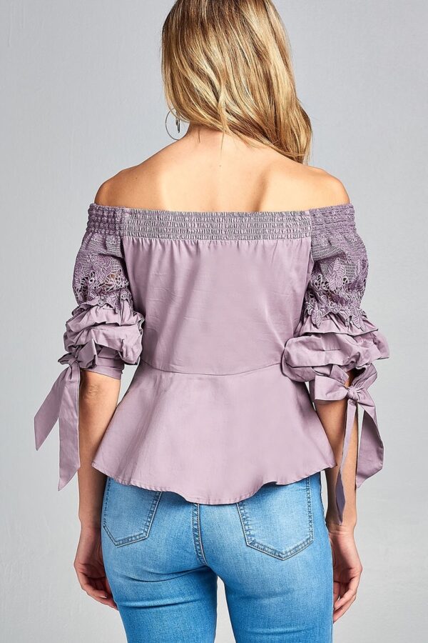 Back side of Crochet Off The Shoulder Blouse