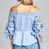 Back side of sky colour Crochet Off The Shoulder Blouse