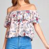 Floral Off The Shoulder Ruffle Top