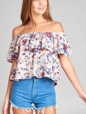 Floral Off The Shoulder Ruffle Top