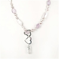 Pink Freshwater Cultured Pearl with Amethyst Necklace