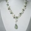 Green White Freshwater Pearls With a Jade Teardrop