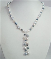 Grey and White Freshwater Pearl Necklace