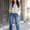 The Wide Leg Jeans With Fringe