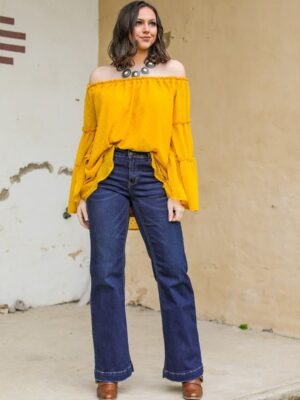 Mid Rise Jeans Wide Leg Pants