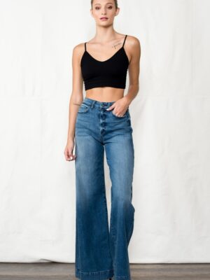 The Wide Leg Tailored Hem Jeans