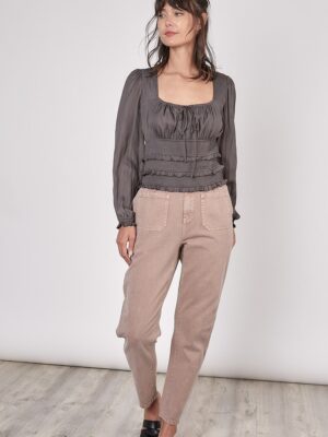 Elegant Ruffle Top With Elastic Waist