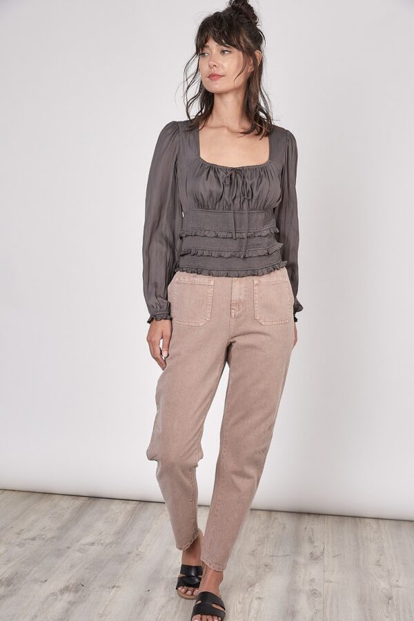 Elegant Ruffle Top With Elastic Waist