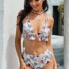 Floral Print Ruffles Bikini Set