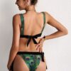 Backside of a green printed bikini