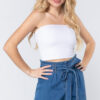 Small view of Belted Pleated Denim Shorts