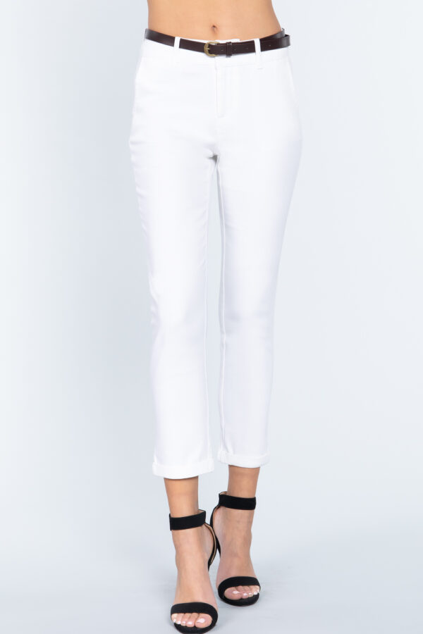 Small view of Cotton Pant Faux Belt, off white