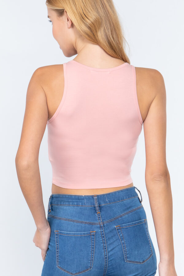 Pink, small back view of Halter Neck Crop Top