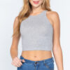 Light grey, front, small view Halter Neck Crop Top