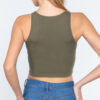 Back, Large view of Halter Neck Crop Top, olive green