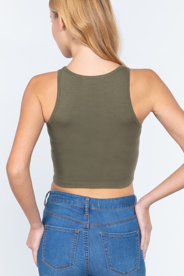 Back, Large view of Halter Neck Crop Top, olive green