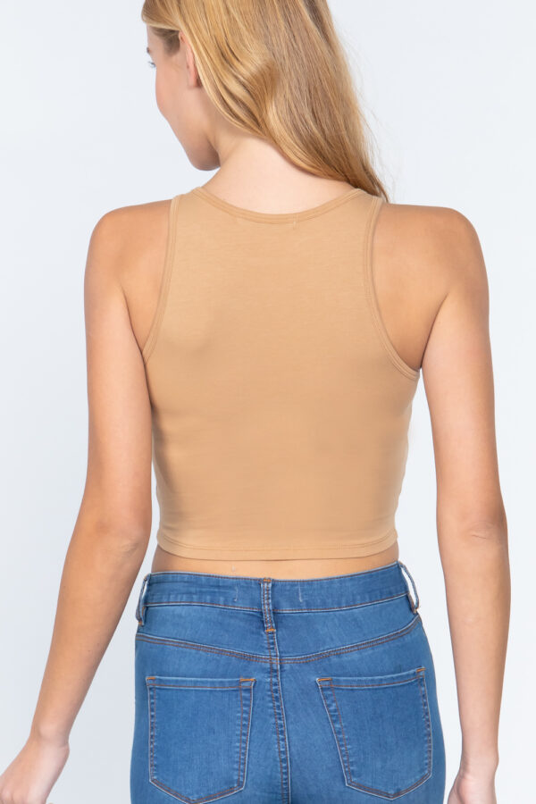 Back, Large view of Halter Neck Crop Top, pecan