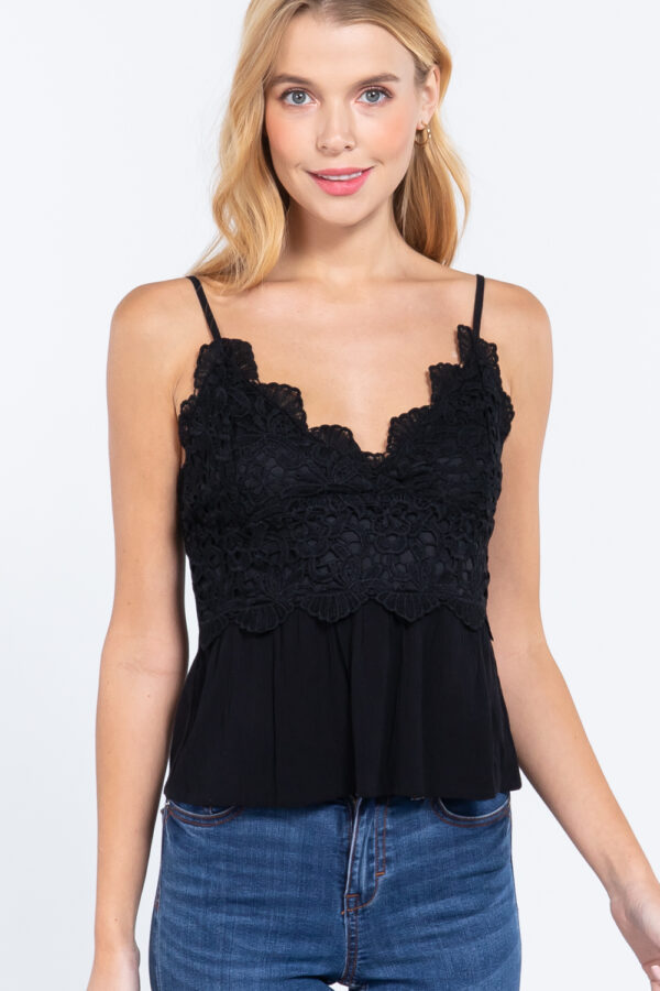 Small view of black Crochet Lace Cami Top