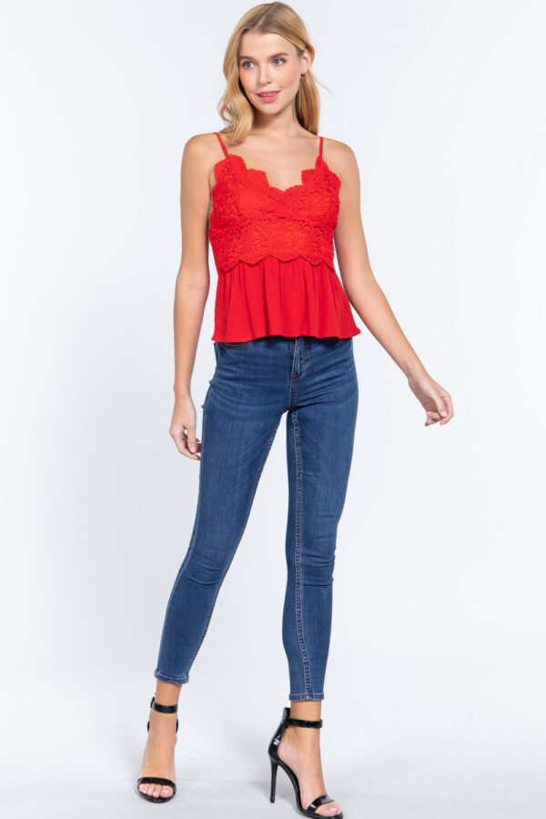 Small view of red Crochet Lace Cami Top