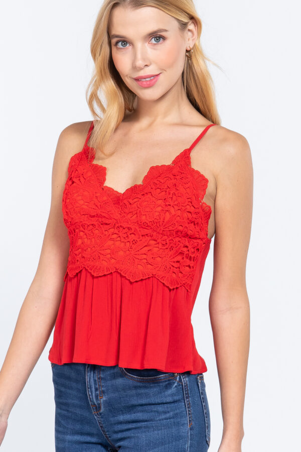 A Crochet Lace Cami Top, red, small view