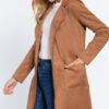 Brown, side view of Long Sleeve Suede Jacket