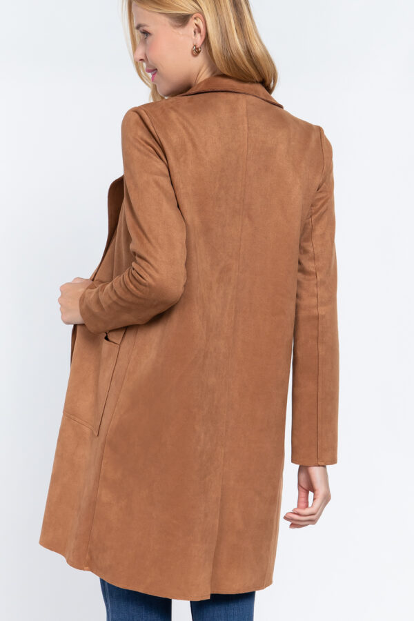 Brown, Long Sleeve Suede Jacket, small