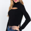 Large, side view Long Sleeve Mock Neck Cut Out Sweater