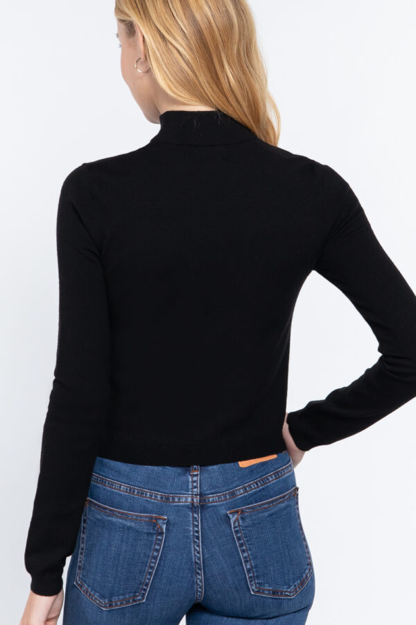 Back view of Long Sleeve Mock Neck Cut Out Sweater