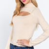 Long Sleeve Mock Neck Cut Out Sweater, small