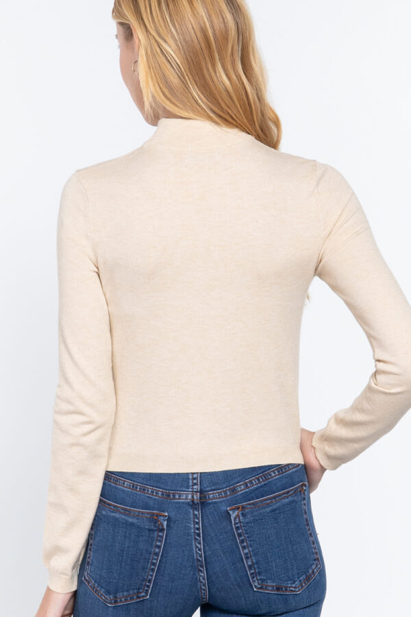 Back, Long Sleeve Mock Neck Cut Out Sweater, small