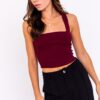 Cropped Ribbed knit Cam, red colour